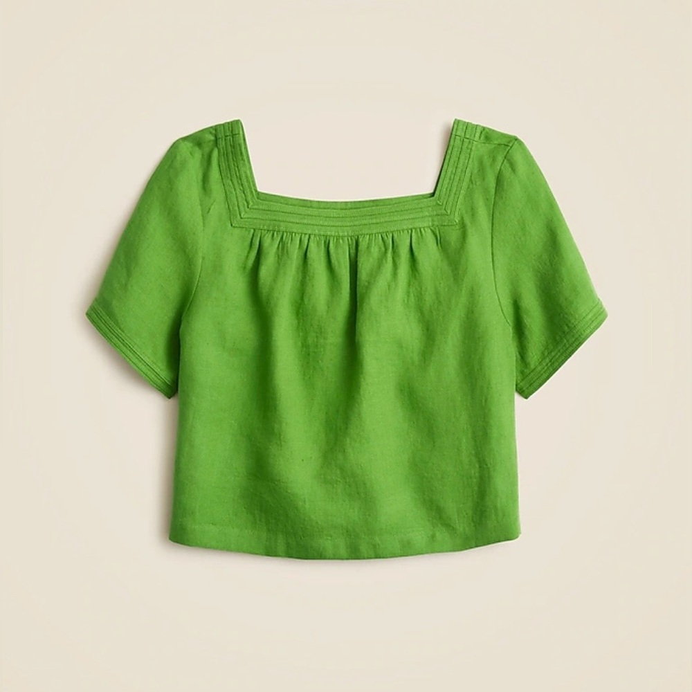 J. Crew Green Square Neck Top